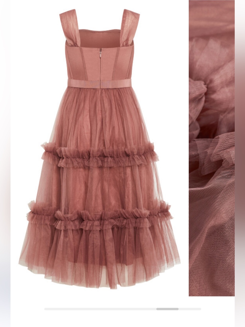 City Chic Dusty Rose Ruffle Tulle Midi Dress - Picture 3 of 4
